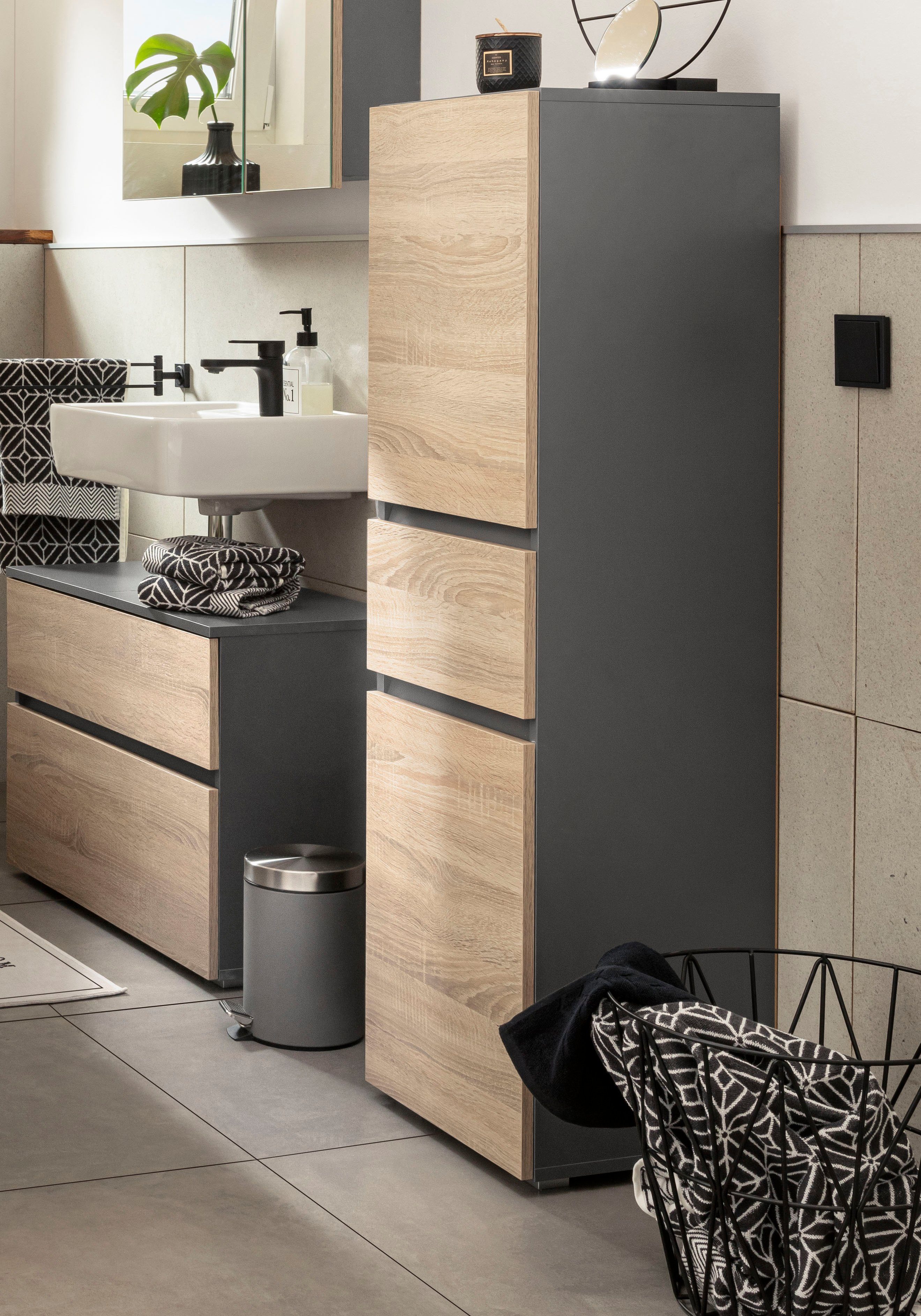Home affaire Midischrank "Wisla", Höhe 130 cm, mit Türen & Schubkasten günstig online kaufen