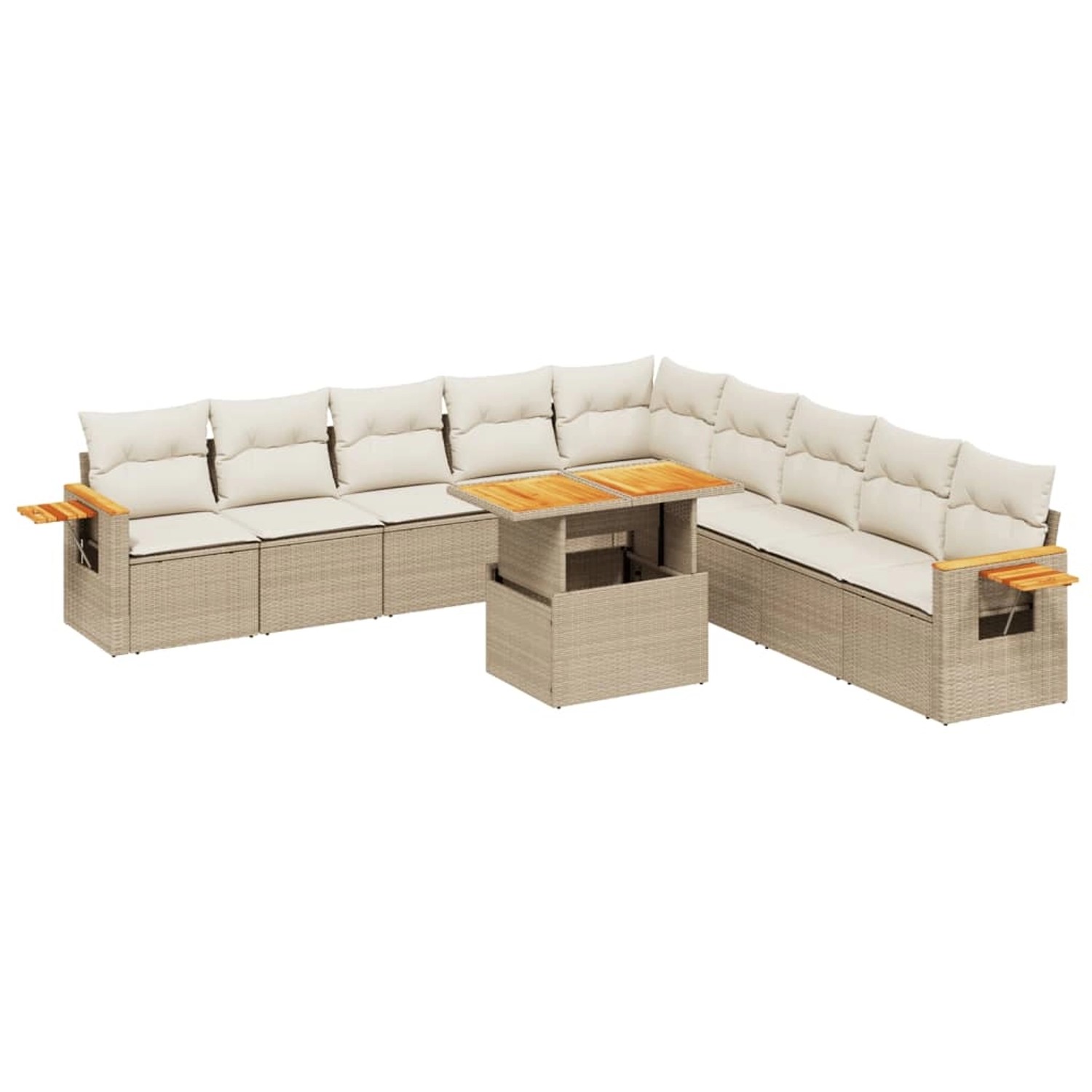 vidaXL 11-tlg Garten-Sofagarnitur mit Kissen Beige Poly Rattan Modell 166 günstig online kaufen