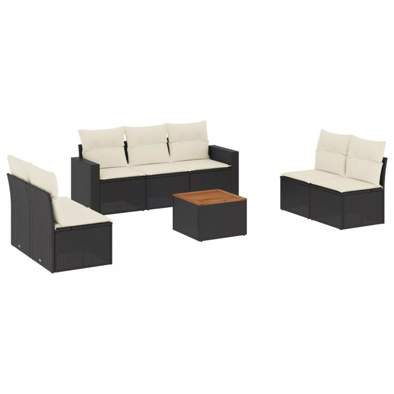 vidaXL 8-tlg Garten-Sofagarnitur mit Kissen Schwarz Poly Rattan Modell 72 günstig online kaufen