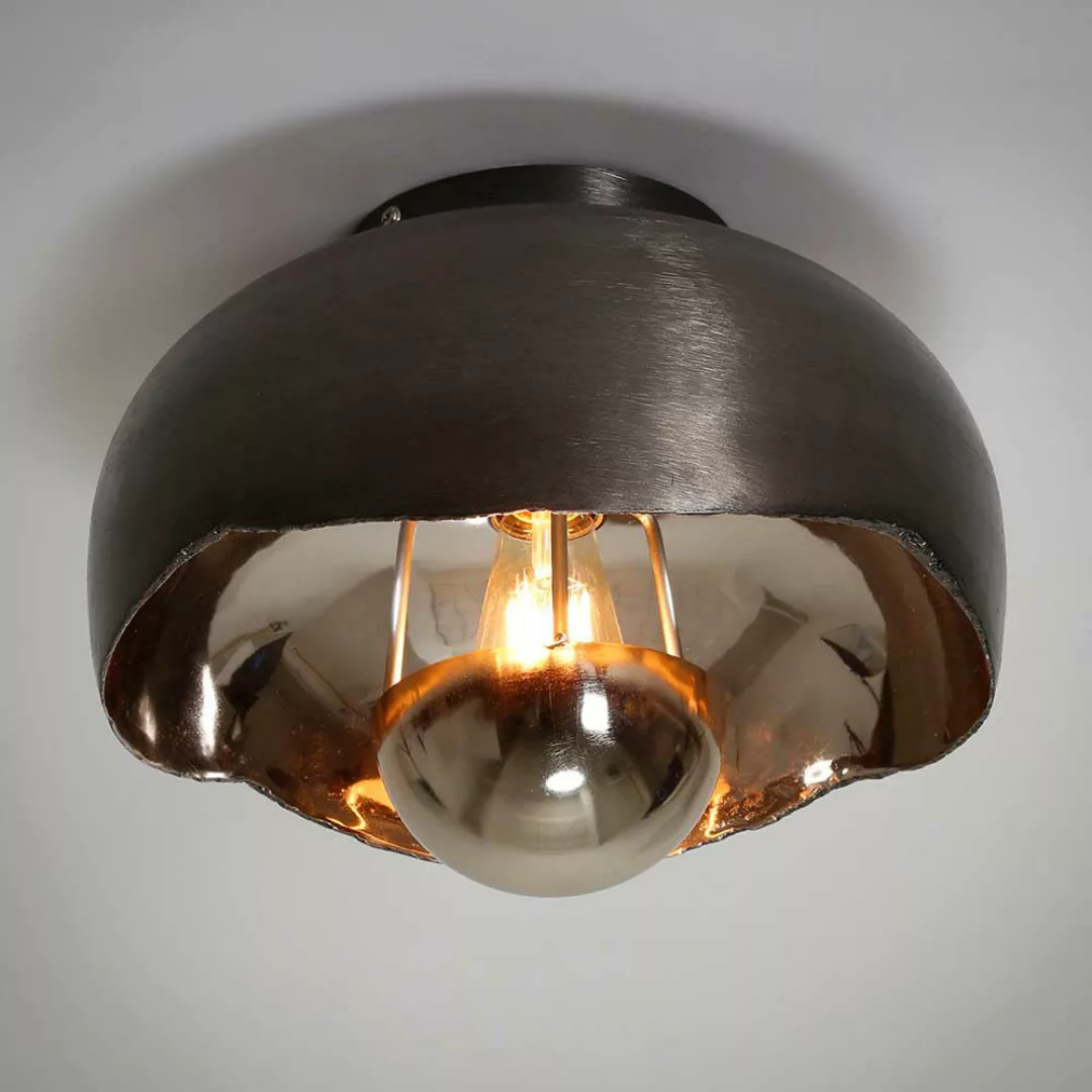 Industriestil Deckenlampe aus Metall Schwarz Nickel günstig online kaufen