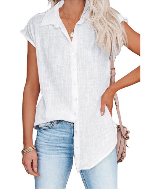 KIKI Kurzarmshirt Damen Elegante Leinen Top T-Shirt mit lässige Alltagsklei günstig online kaufen