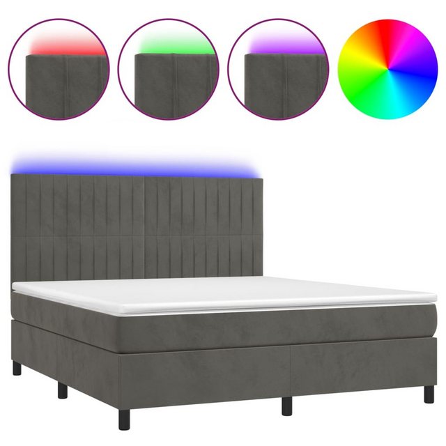 vidaXL Boxspringbett Boxspringbett mit Matratze & LED Samt (160 x 200 cm, D günstig online kaufen