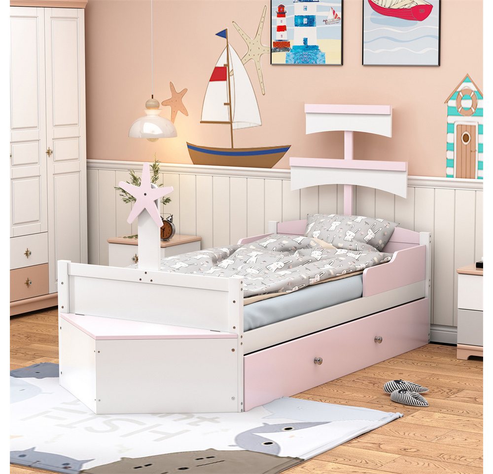 XDeer Kinderbett Kinderbett aus Holz, Segelbootform, mit ausziehbares Bett, günstig online kaufen