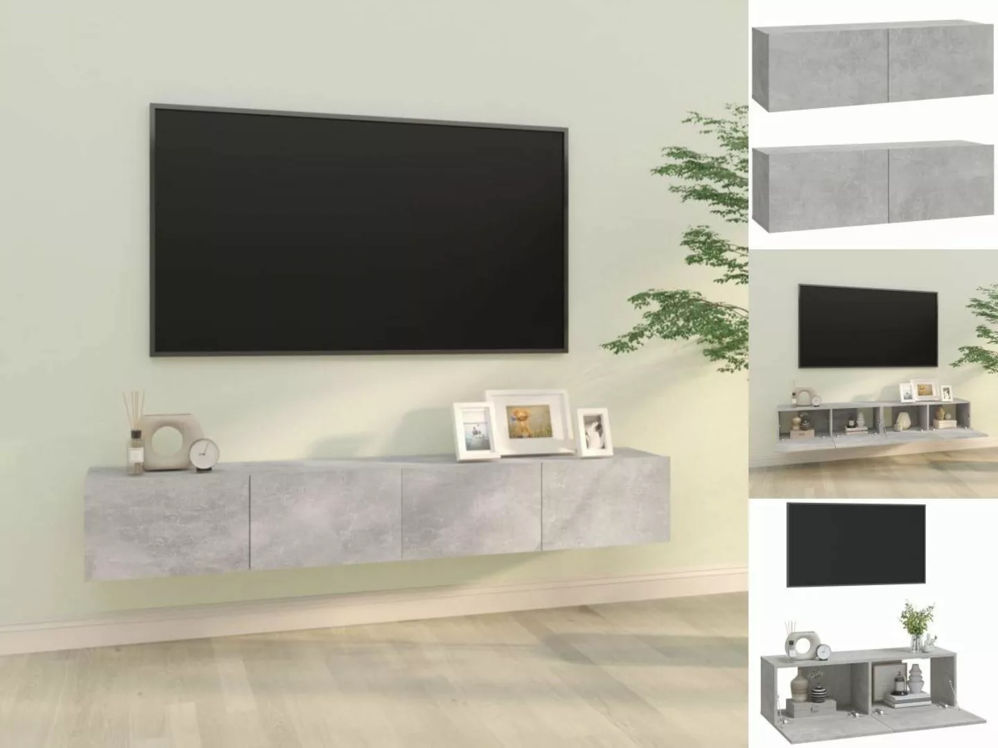 vidaXL TV-Schrank TV-Wandschränke 2 Stk Betongrau 100x30x30 cm Spanplatte L günstig online kaufen