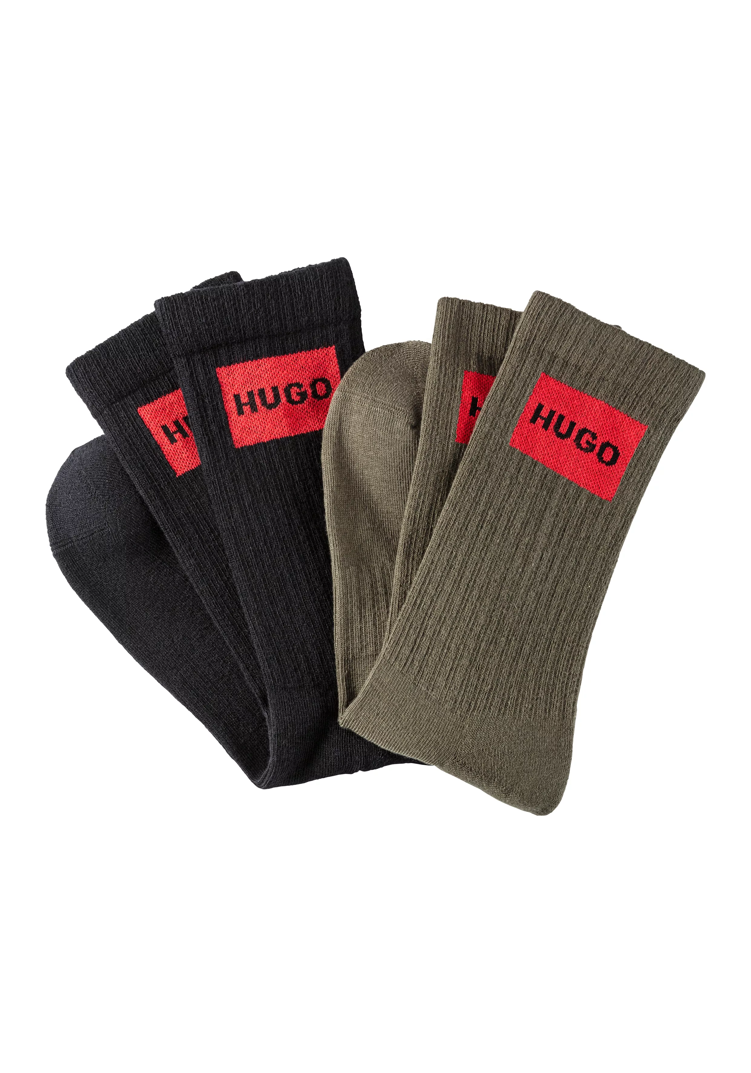 HUGO Underwear Socken "2P QS RIB LAB COL CC", (Packung, 2 Paar, 2er Pack), günstig online kaufen