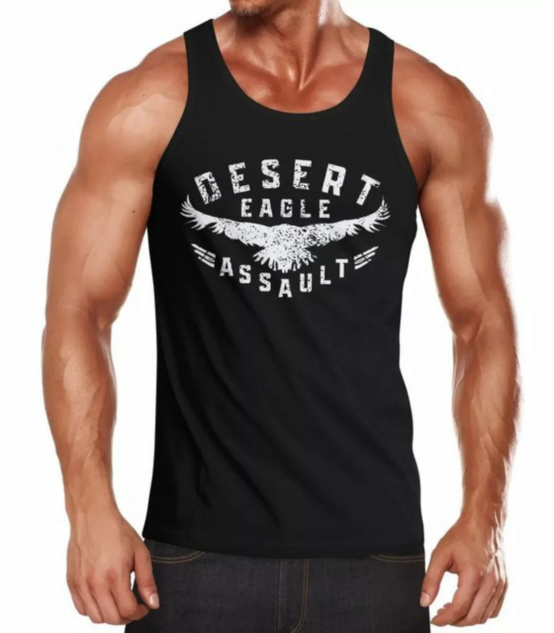 Neverless Tanktop Herren Tank-Top Adler Aufschrift Desert Eagle Assault Mus günstig online kaufen