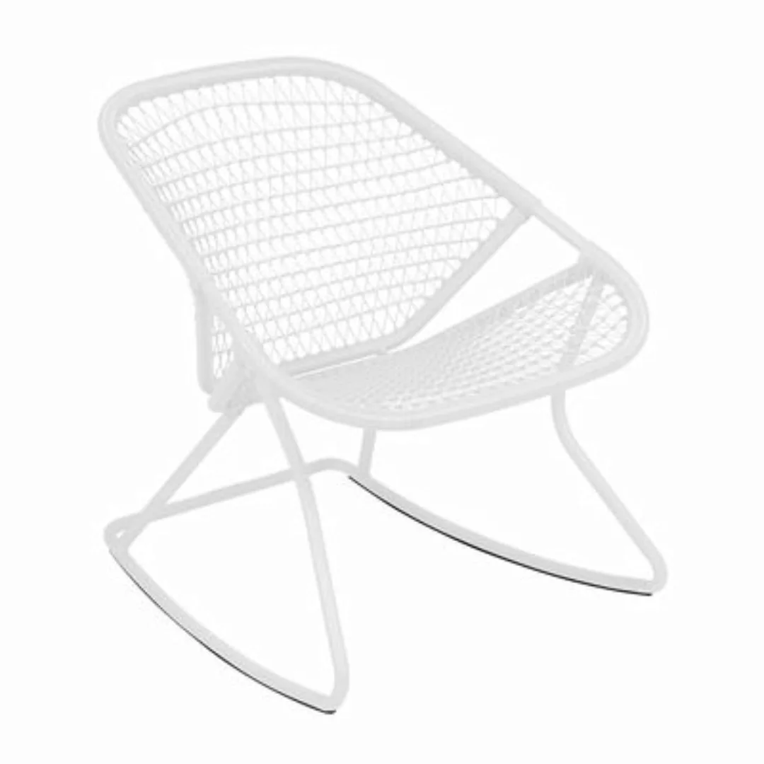 Schaukelstuhl Sixties plastikmaterial weiß / Weiche Sitzfläche aus geflocht günstig online kaufen