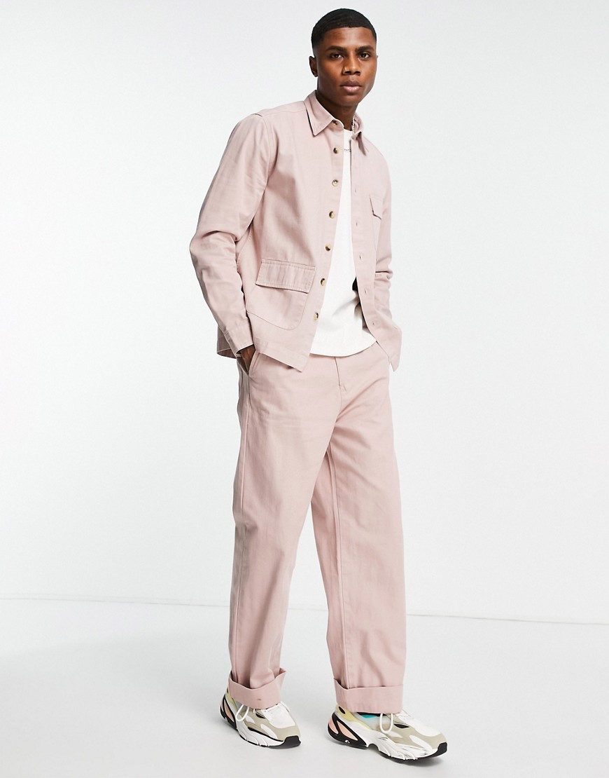 ASOS DESIGN – Hose mit weitem Schnitt und Bundfalten in Rosa, Kombiteil günstig online kaufen