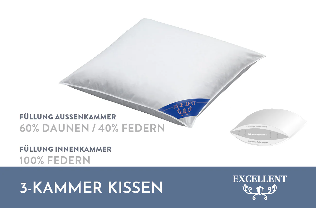 Excellent 3-Kammer-Kopfkissen »Wien«, Füllung: 60% Daunen / 40% Federn (Auß günstig online kaufen