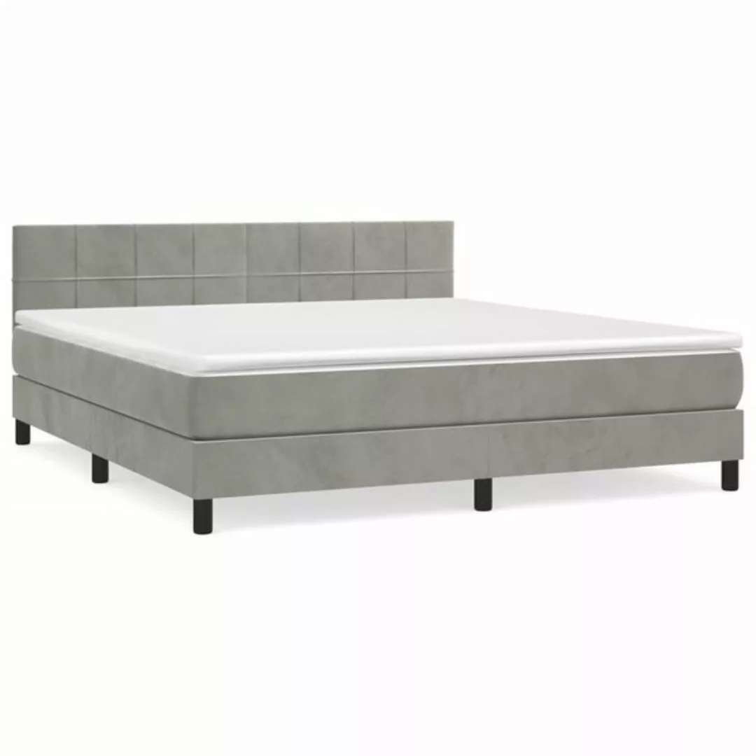 vidaXL Bettgestell Boxspringbett mit Matratze Hellgrau 160x200 cm Samt Bett günstig online kaufen