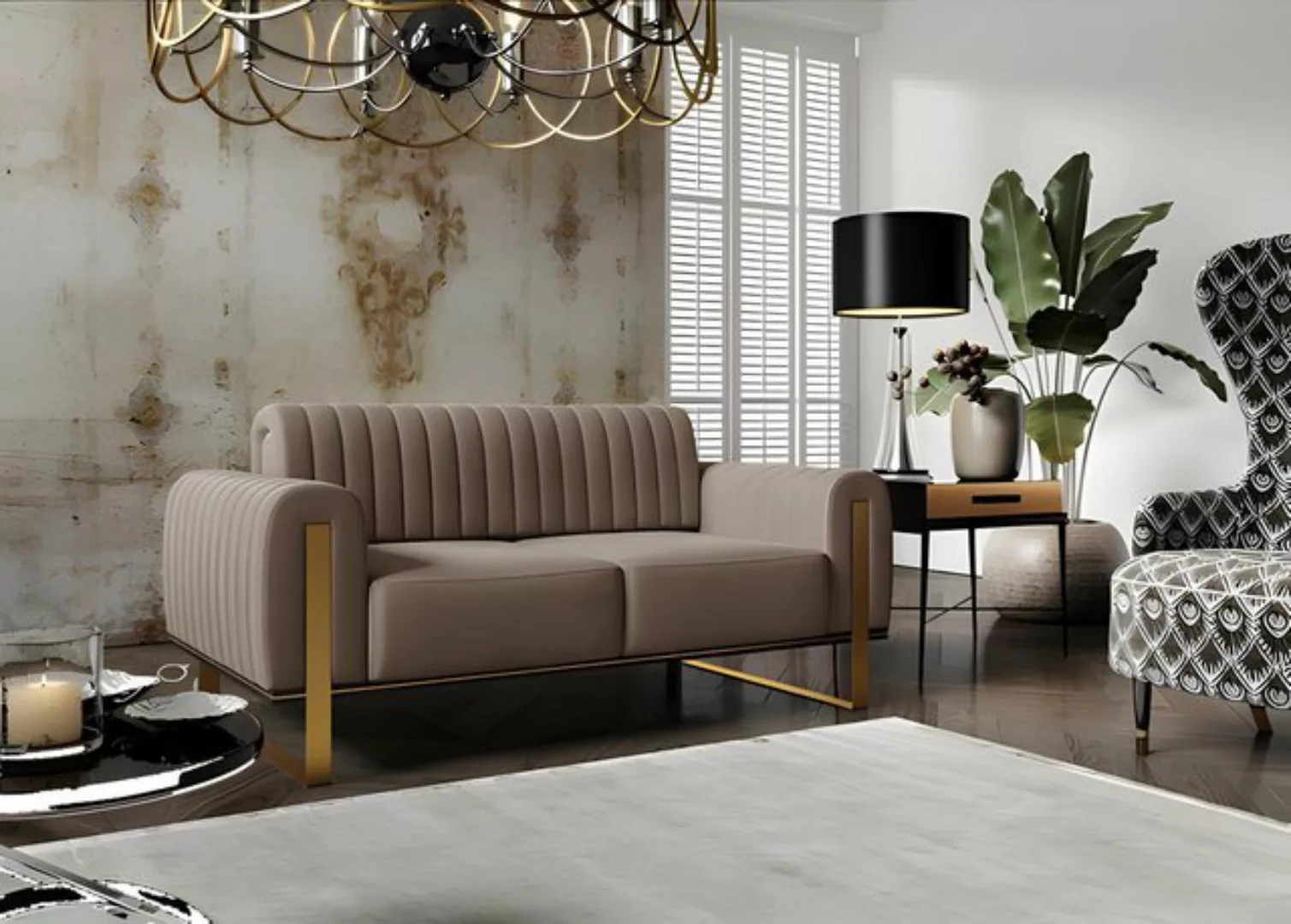 JVmoebel Sofa Sofa Wohnzimmer Polster Couchtisch Holz Luxus Möbel garnitur günstig online kaufen