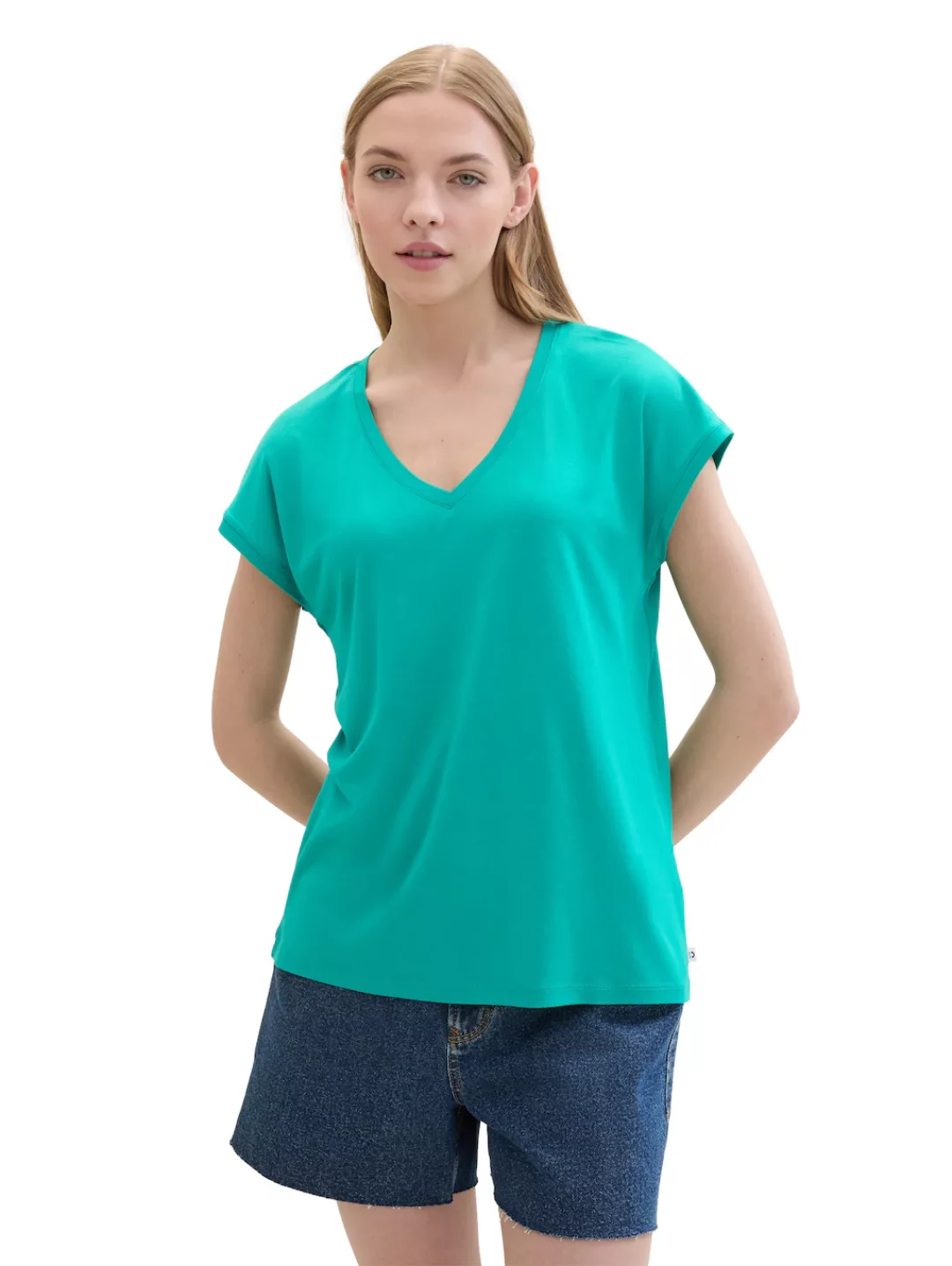 TOM TAILOR Denim V-Shirt aus Viskose günstig online kaufen