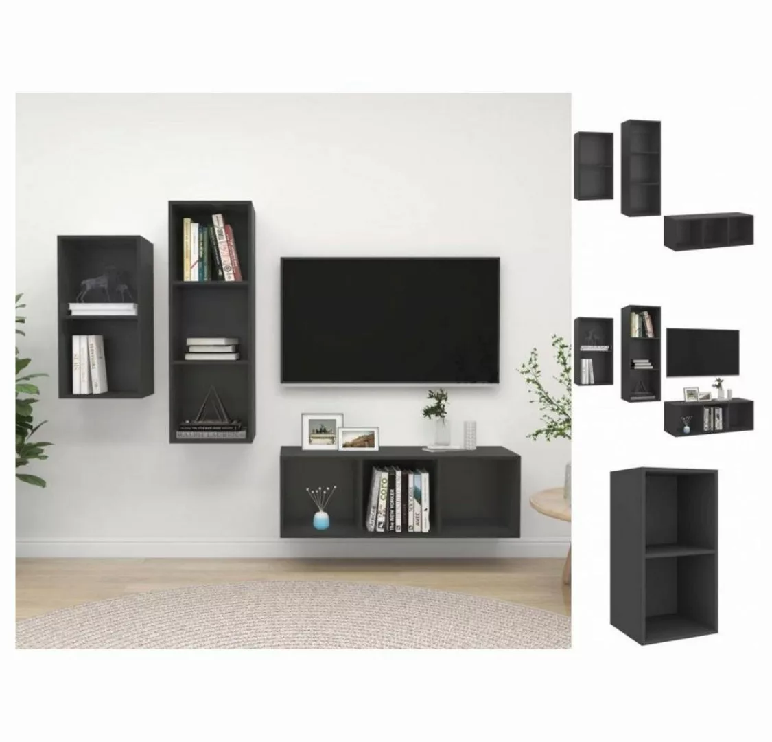 vidaXL Kleiderschrank 3-tlg TV-Schrank-Set Grau Spanplatte günstig online kaufen