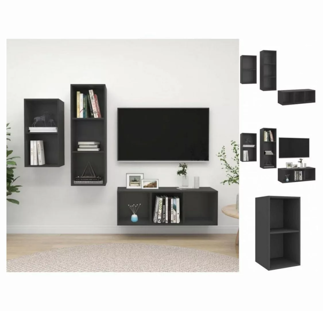 vidaXL TV-Schrank 3-tlg TV-Schrank-Set Grau Spanplatte günstig online kaufen