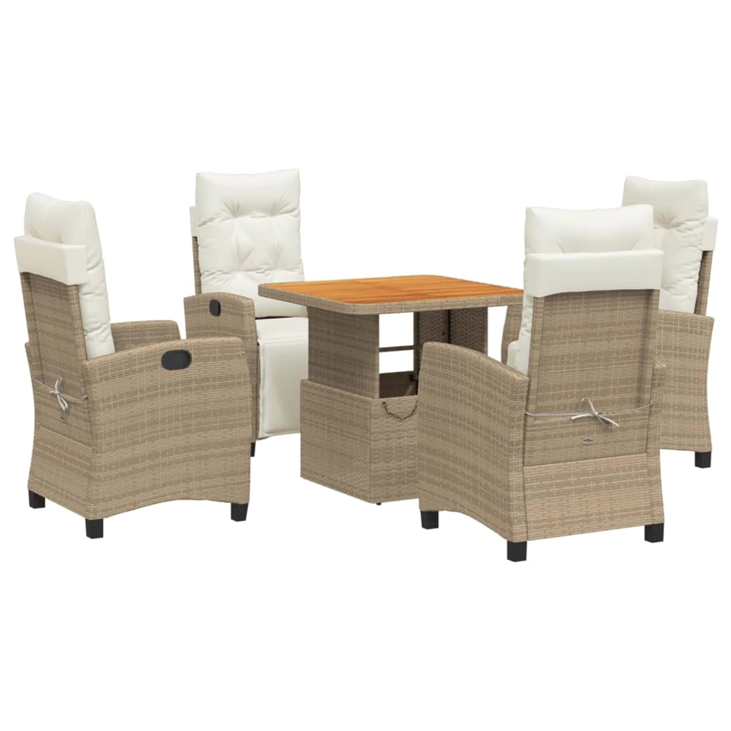 vidaXL 5-tlg Garten-Essgruppe mit Kissen Beige Poly Rattan Modell 66 günstig online kaufen