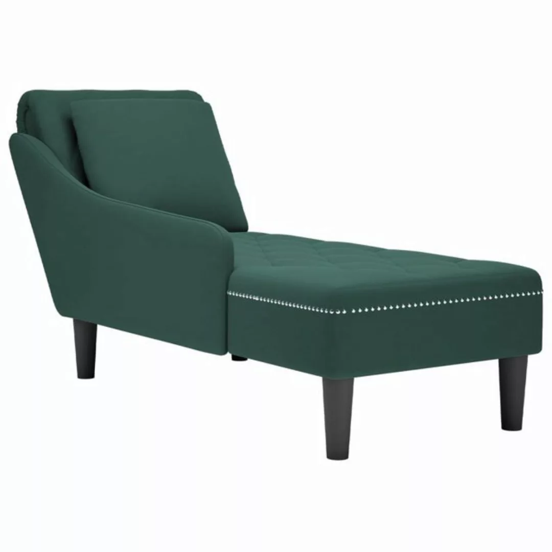 vidaXL Chaiselongue Chaiselongue mit Kissen und Rechter Armlehne Dunkelgrün günstig online kaufen