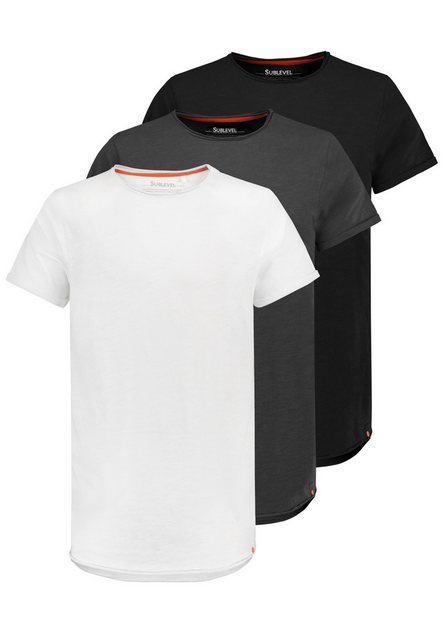 SUBLEVEL T-Shirt T-Shirt Kurzarm Rundhals 3er Pack mit Rollkante (3-tlg) 3e günstig online kaufen