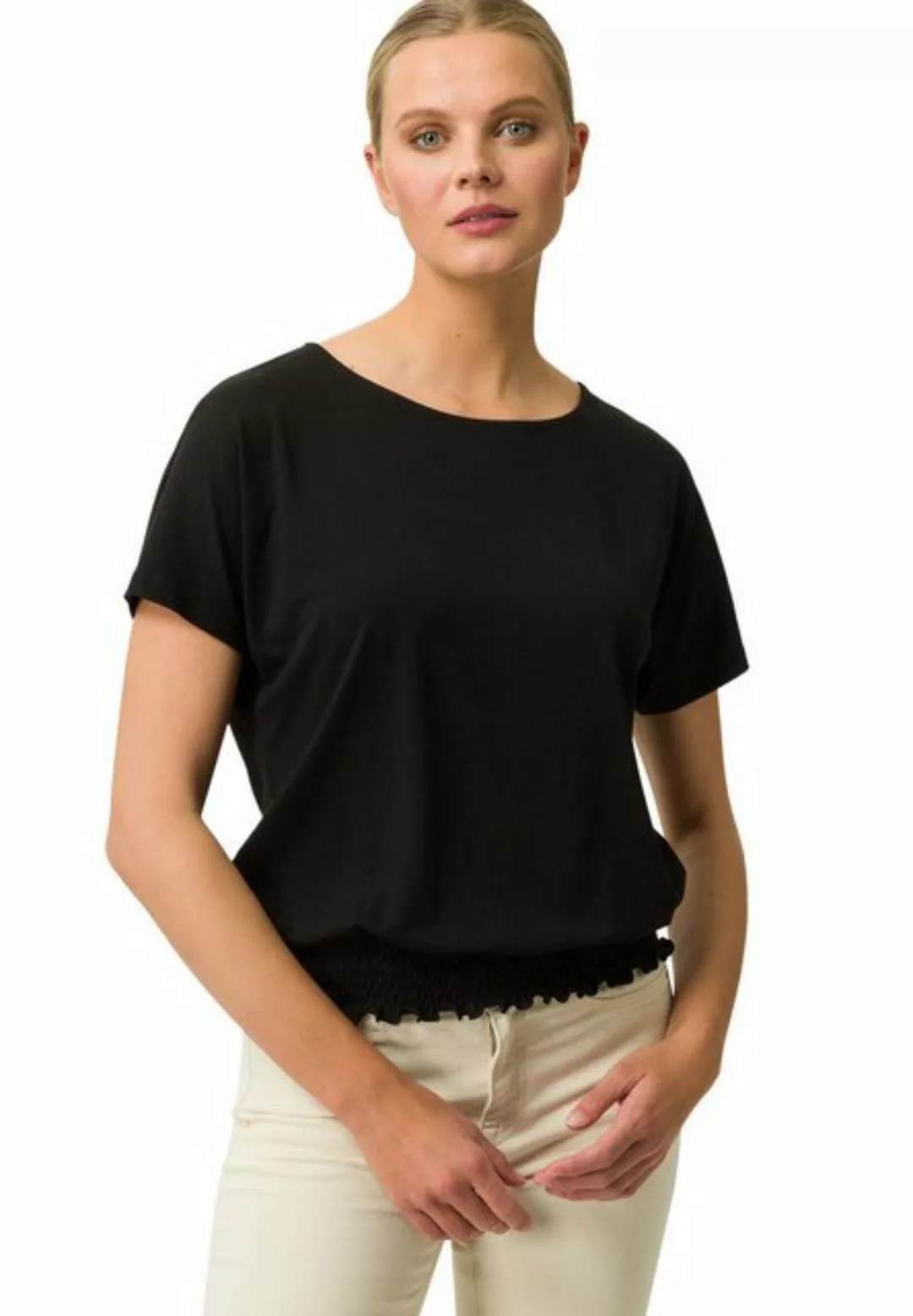 Zero T-Shirt kurzarm mit gerafften Saum (1-tlg) drapiert /gerafft günstig online kaufen