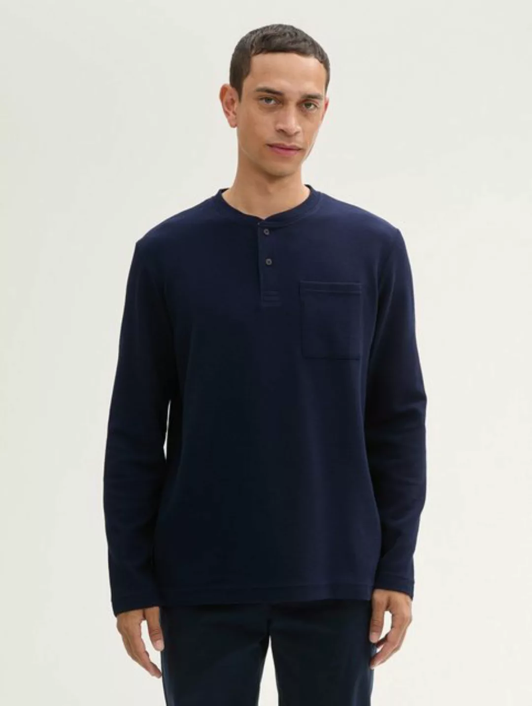 TOM TAILOR Langarmshirt Henley Langarmshirt mit Struktur günstig online kaufen