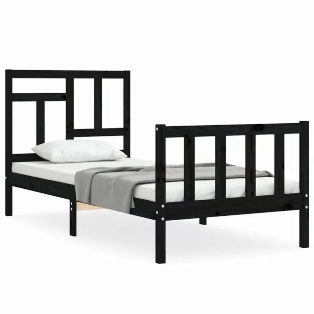 furnicato Bett Massivholzbett mit Kopfteil Schwarz 90x200 cm günstig online kaufen