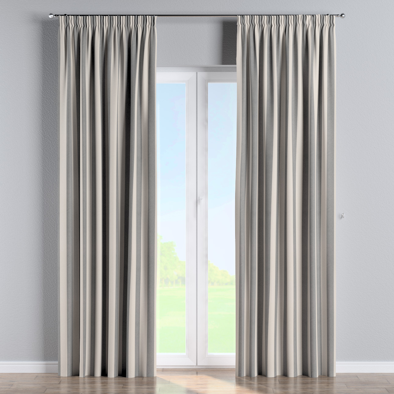 Vorhang mit Kräuselband, weiß-grau, Quadro (143-91) günstig online kaufen