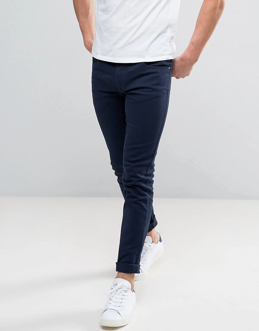 Farah – Drake – Schmal geschnittene Twill-Jeans in Marine-Blau günstig online kaufen