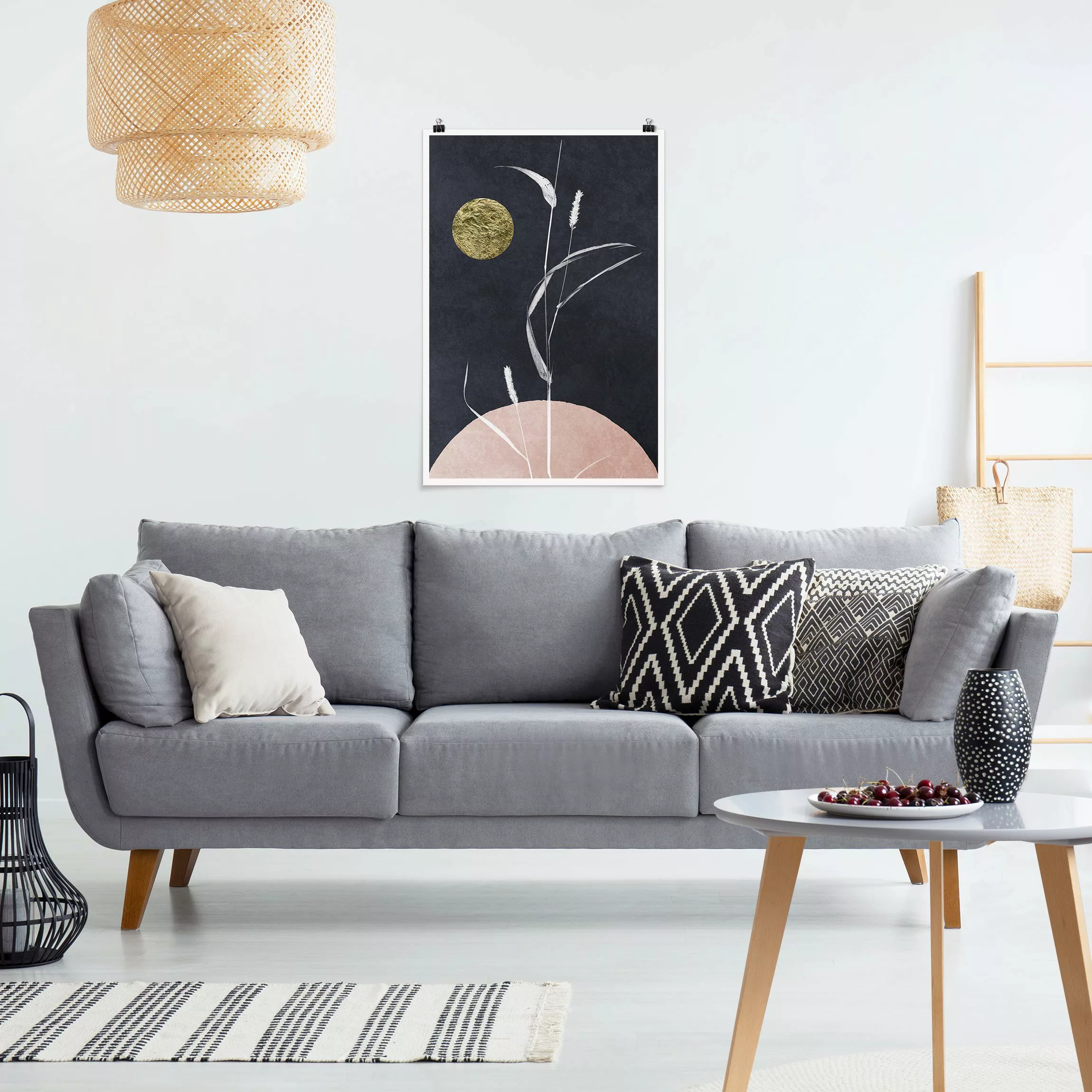 Poster Goldener Mond mit Schilf günstig online kaufen