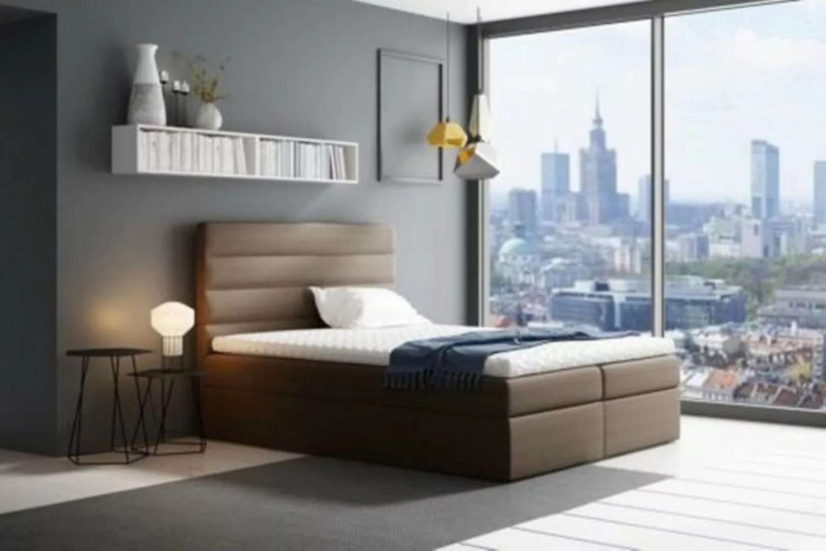 JVmoebel Bett, Bett mit Bettkasten Ehebett Betten Grün Polsterbett Boxsprin günstig online kaufen
