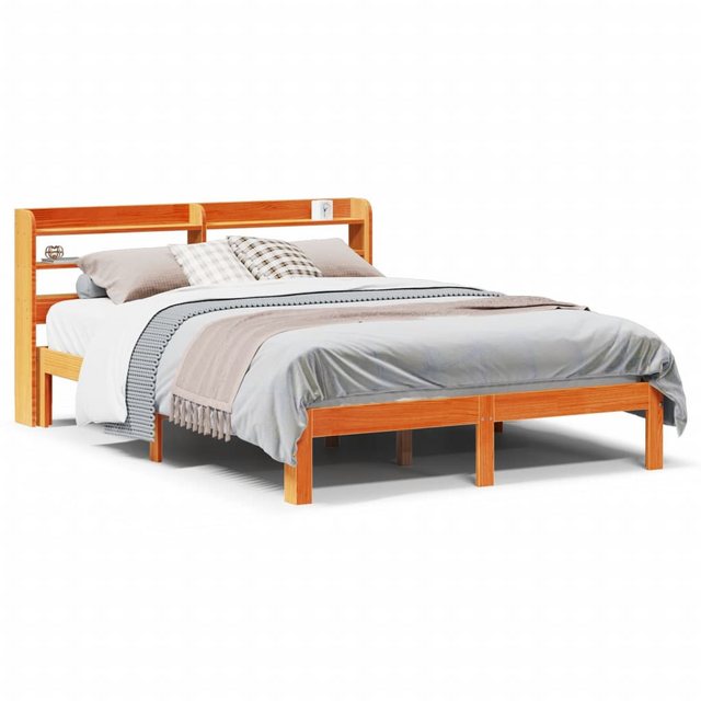 vidaXL Bett, Massivholzbett ohne Matratze Wachsbraun 120x200 cm Kiefernholz günstig online kaufen