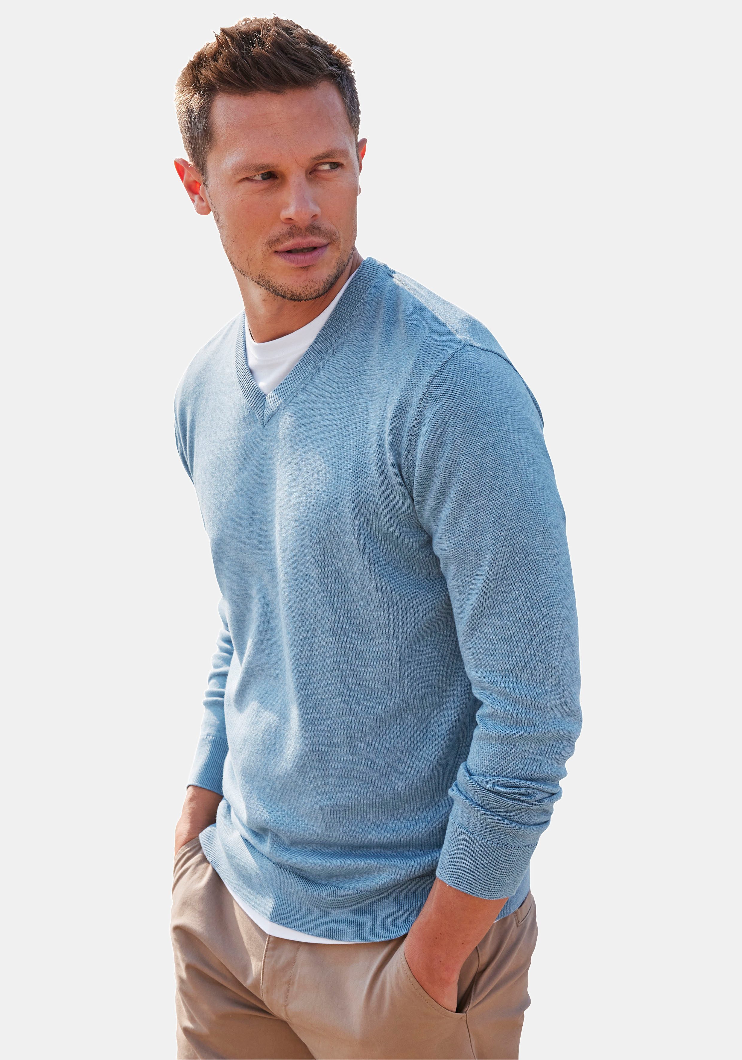 H.I.S Strickpullover, mit V-Ausschnitt, Pullover aus Feinstrick, Baumwollmi günstig online kaufen