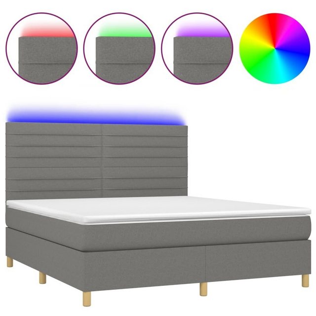 vidaXL Bettgestell Boxspringbett mit Matratze LED Dunkelgrau 160x200 cm Sto günstig online kaufen