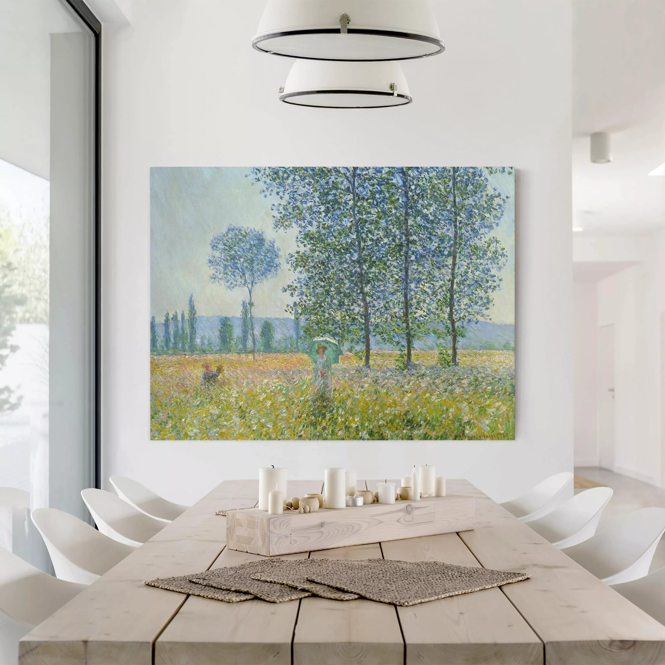 Leinwandbild Blumen - Querformat Claude Monet - Felder im Frühling günstig online kaufen