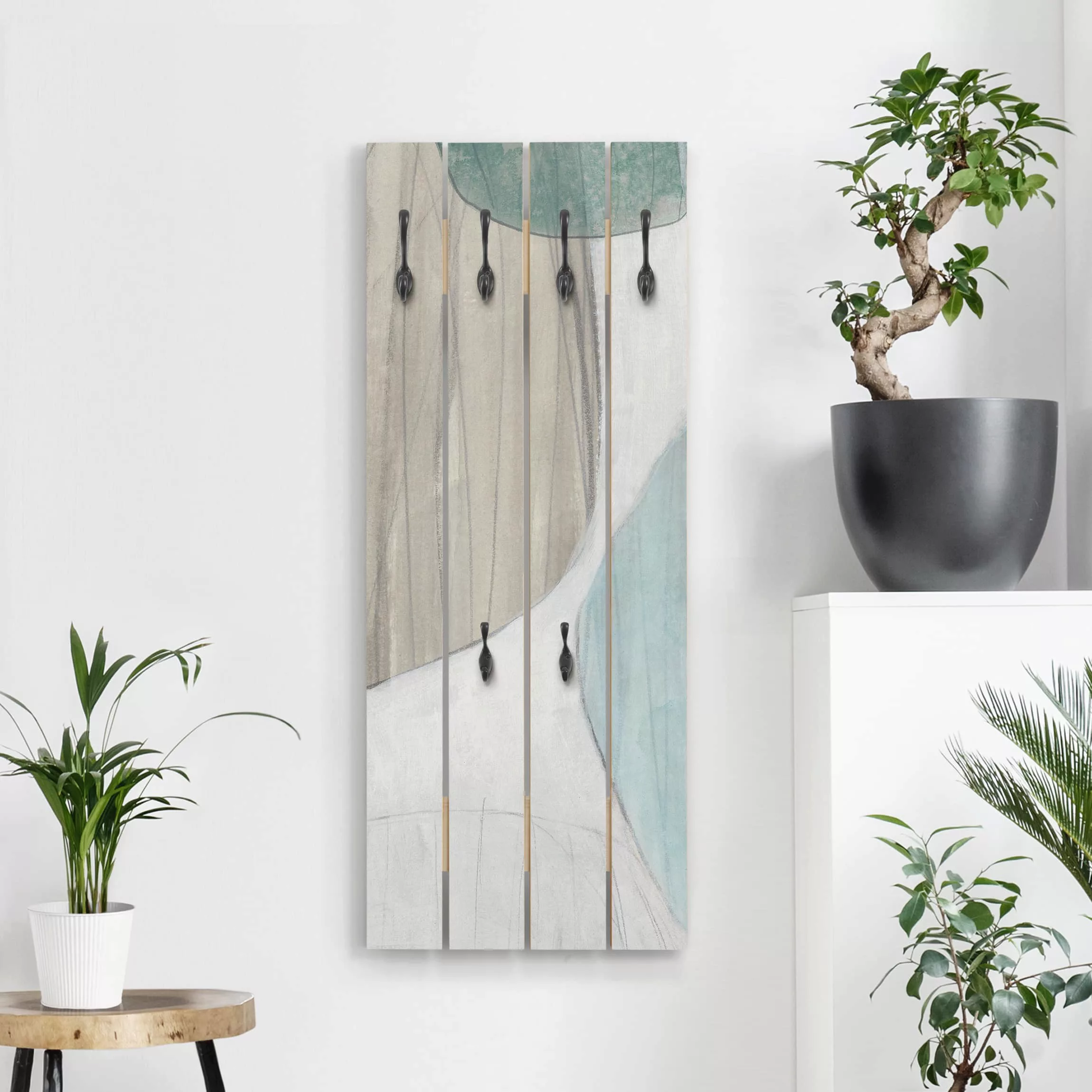 Wandgarderobe Holzpalette Abstrakt Jadesteine III günstig online kaufen