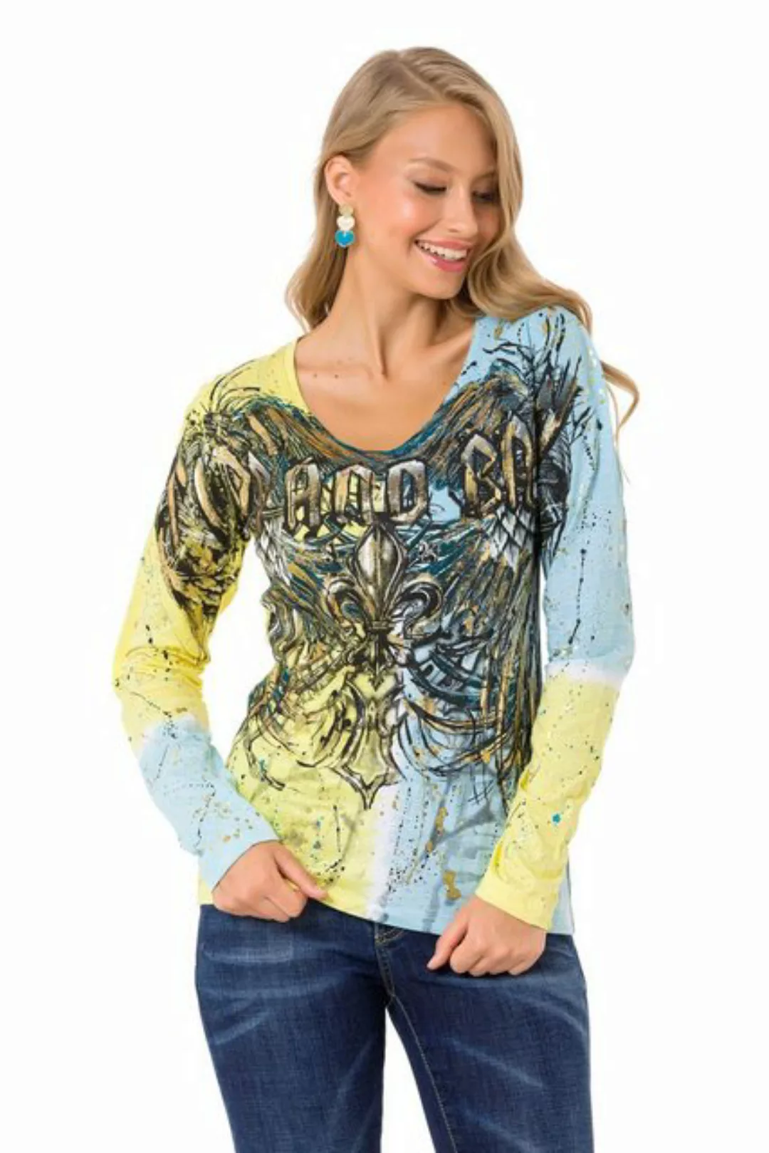 Cipo & Baxx Langarmshirt mit coolem Markenprint günstig online kaufen