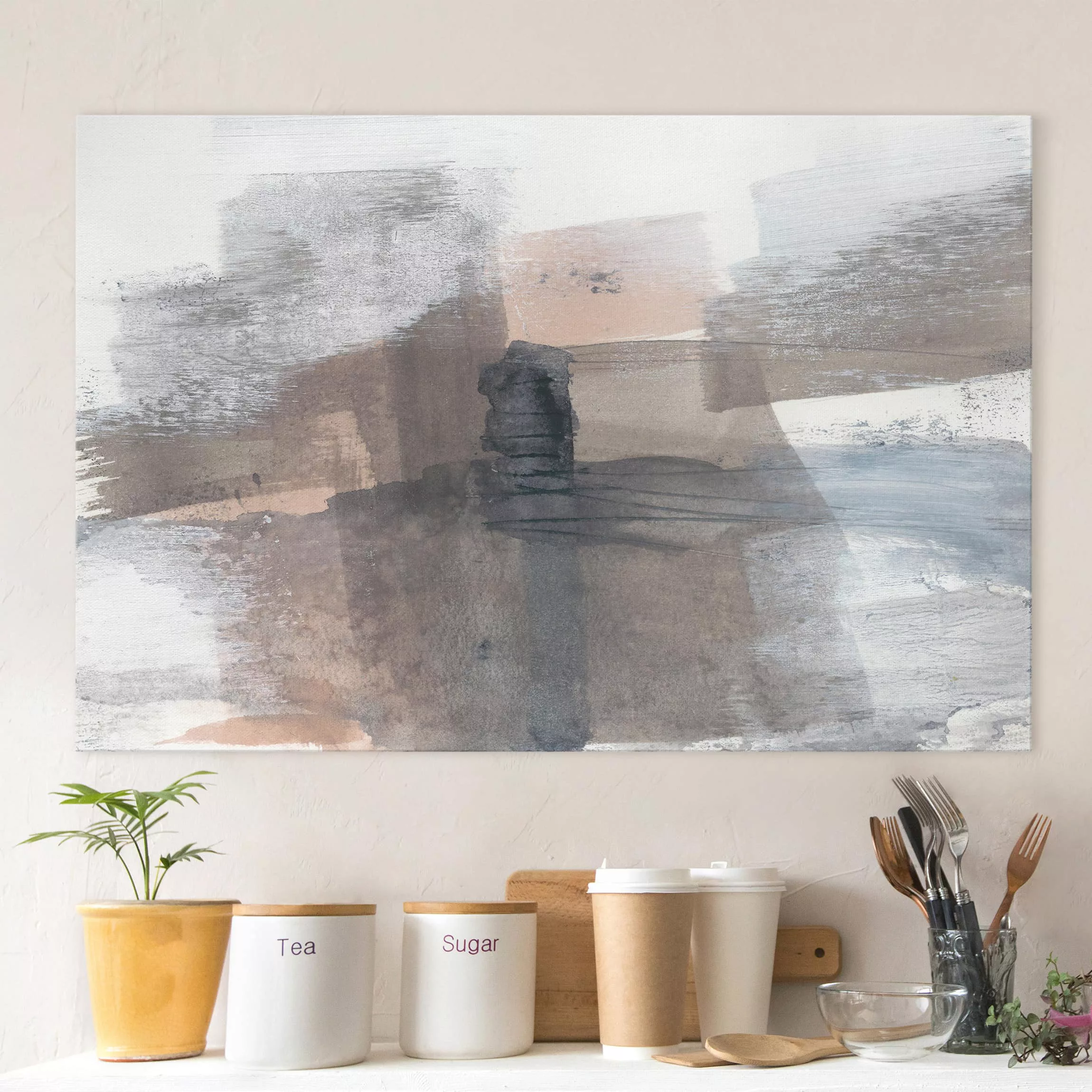 Leinwandbild Abstrakt - Querformat Schattierungen in Sepia I günstig online kaufen
