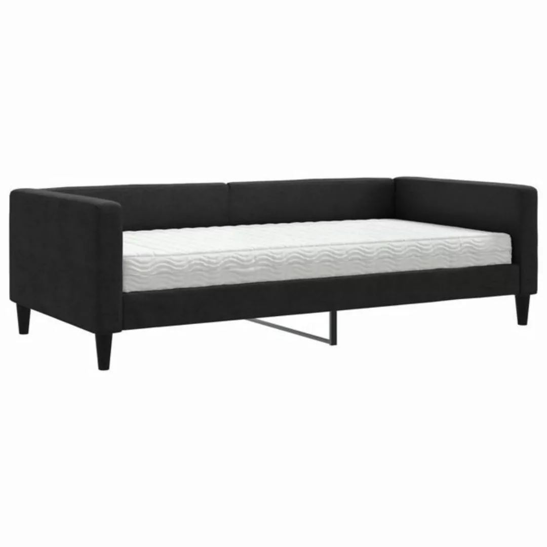 furnicato Bett Tagesbett mit Matratze Schwarz 100x200 cm Stoff günstig online kaufen