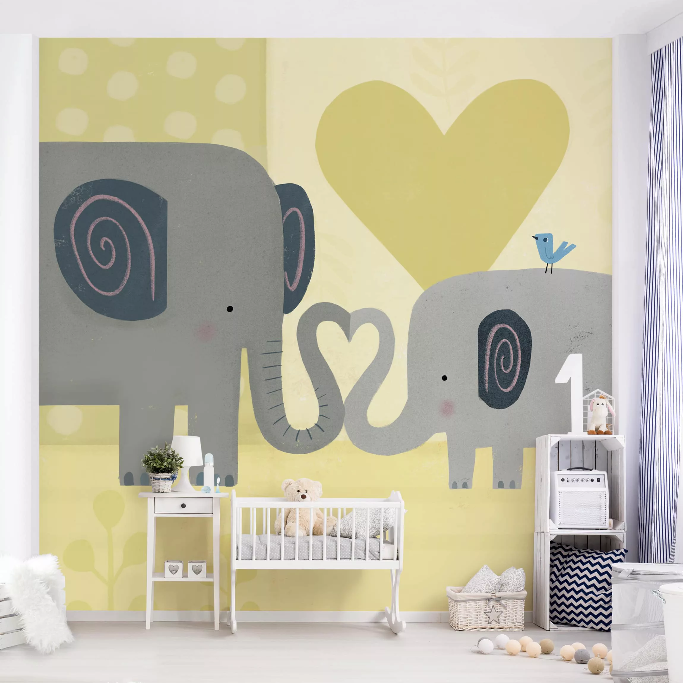 Bilderwelten Kindertapete Mama und ich - Elefanten grau Gr. 192 x 192 günstig online kaufen