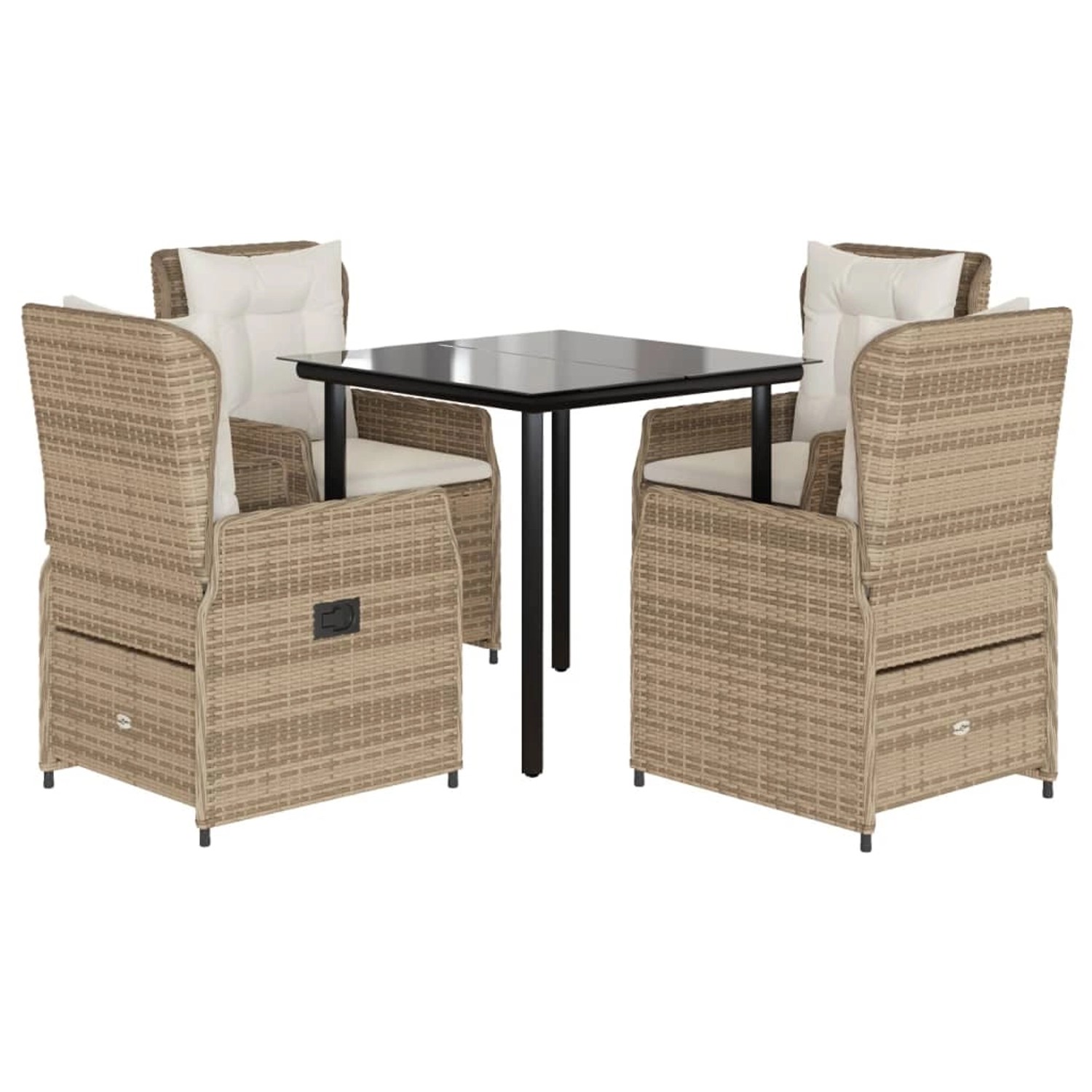 vidaXL 5-Tlg Garten-Essgruppe mit Kissen Beige Poly Rattan 3262890 günstig online kaufen