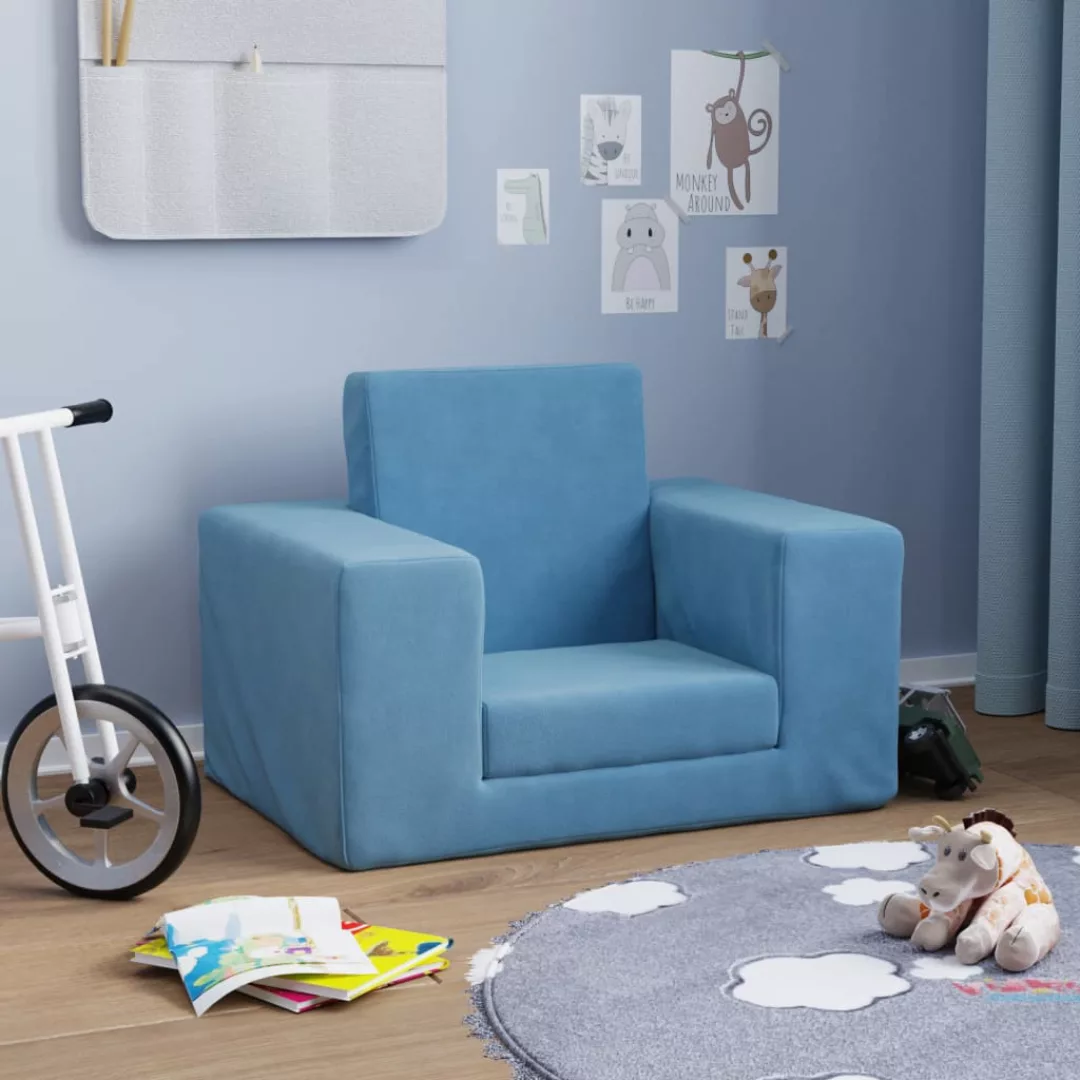 Vidaxl Kindersofa Blau Weich Plüsch günstig online kaufen