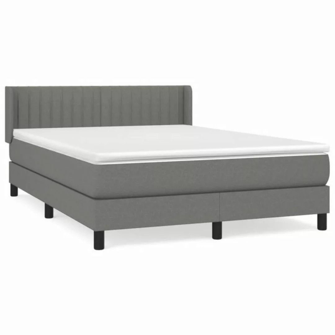 furnicato Bett Boxspringbett mit Matratze Dunkelgrau 140x200 cm Stoff günstig online kaufen