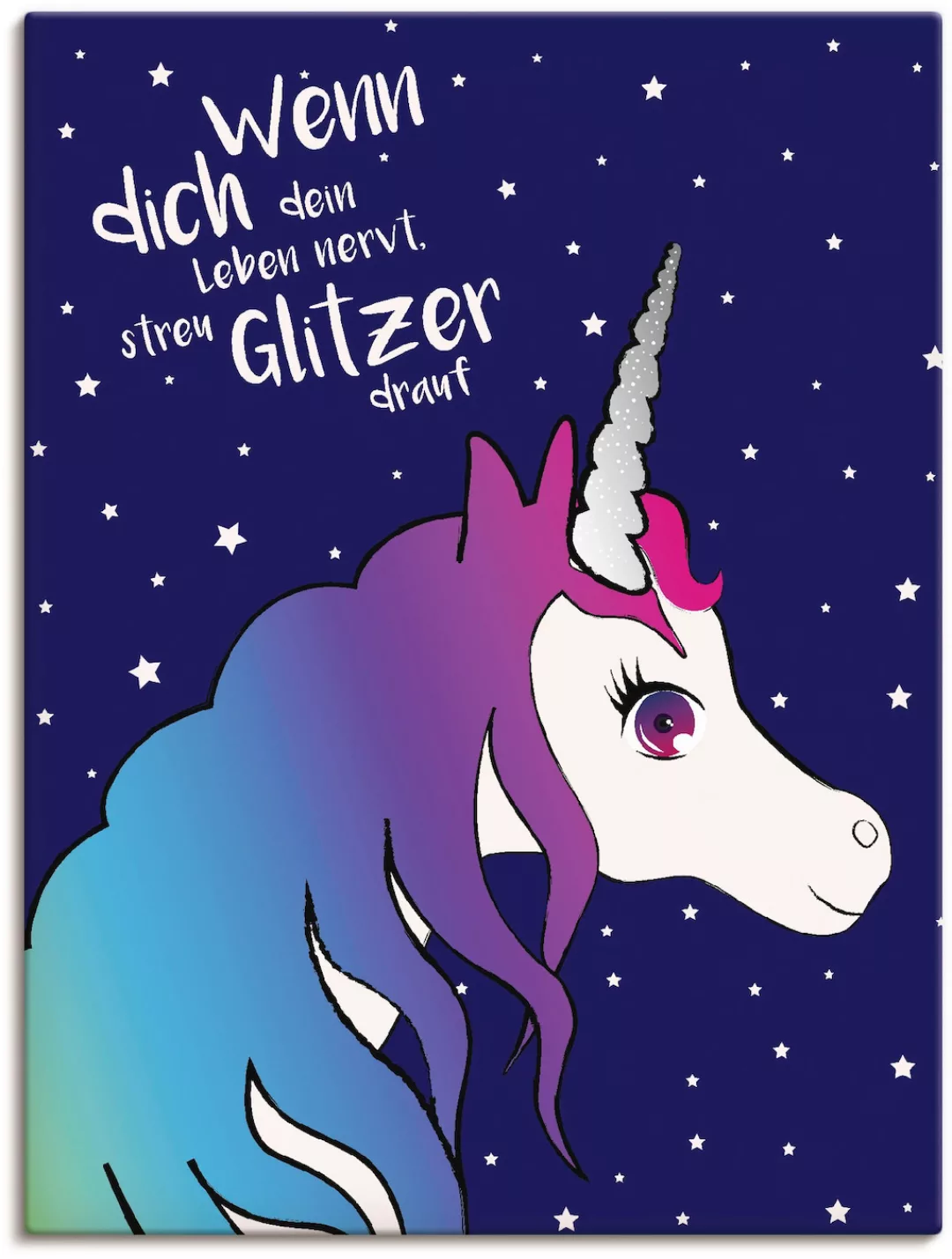 Artland Wandbild »Einhorn streu Glitzer auf dein Leben«, Animal Fantasy, (1 günstig online kaufen