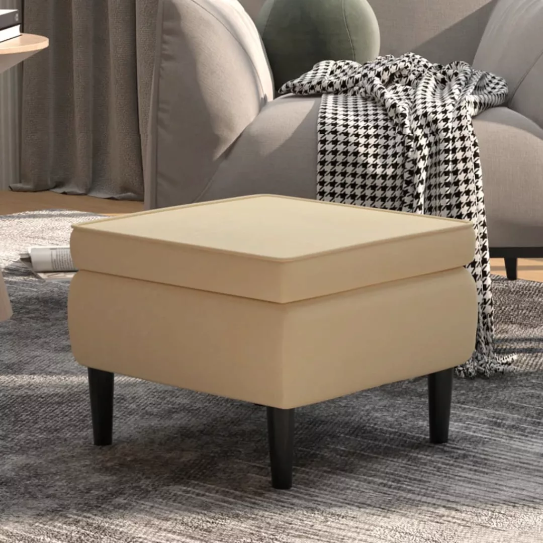 Vidaxl Hocker Mit Holzbeinen Creme Samt günstig online kaufen