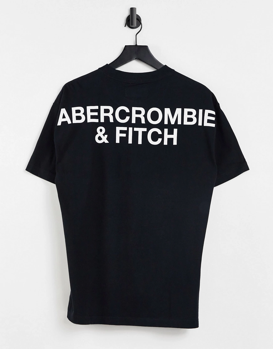 Abercrombie & Fitch – T-Shirt in Schwarz mit Logo mittig auf der Brust und günstig online kaufen