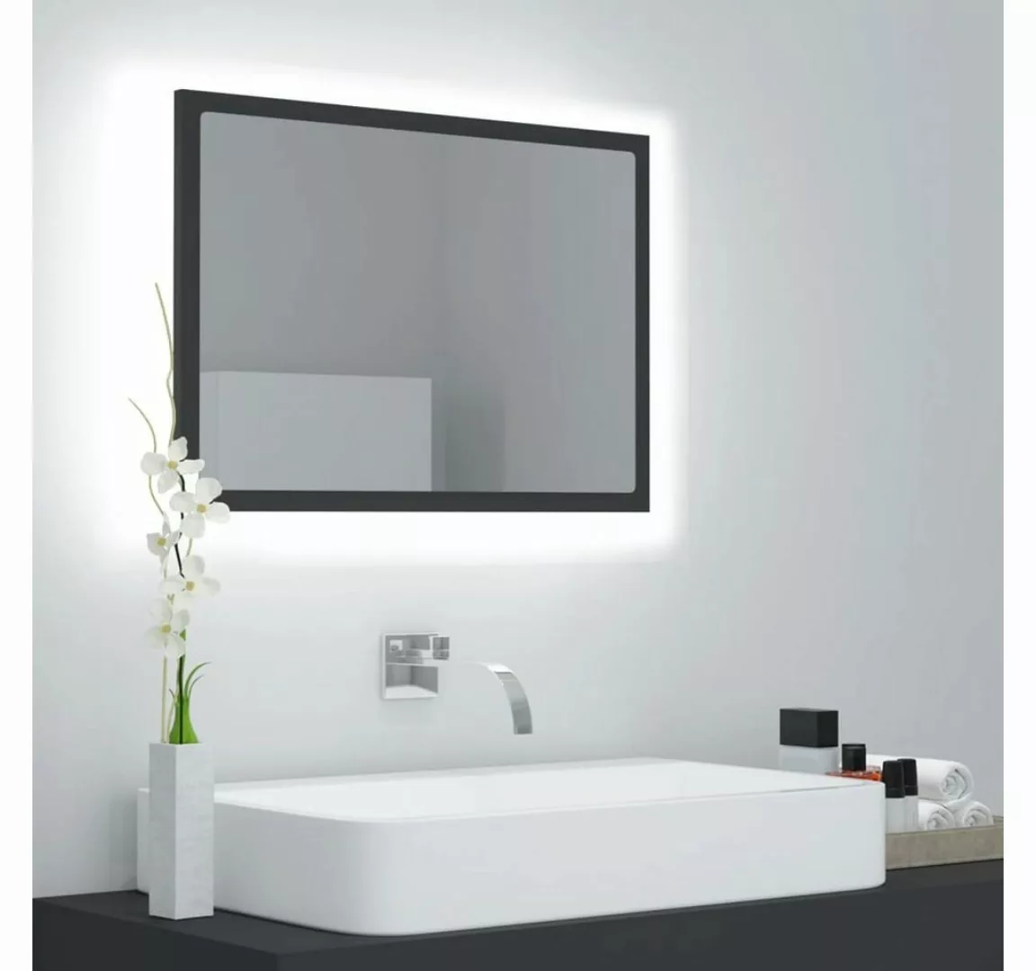 vidaXL Badezimmerspiegelschrank LED-Badspiegel Grau 60x8,5x37 cm Acryl (1-S günstig online kaufen