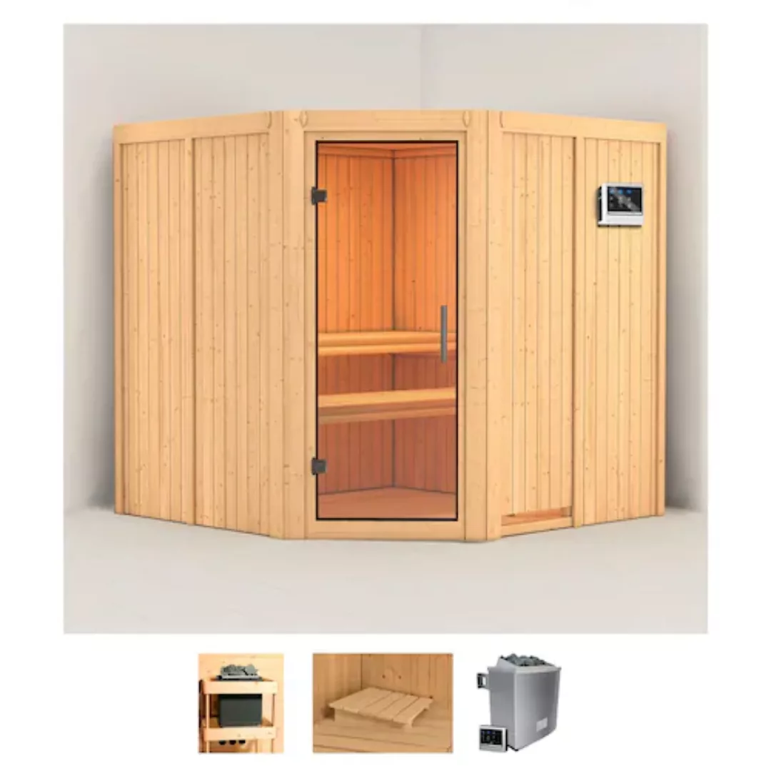 Karibu Sauna »Jarla«, (Set), 9-kW-Ofen mit externer Steuerung günstig online kaufen