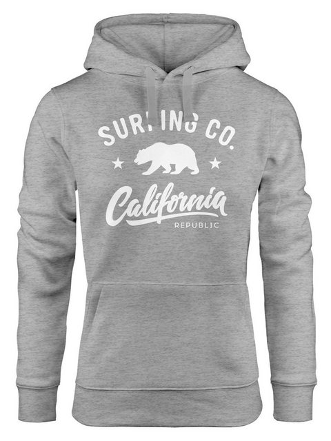 Neverless Hoodie Hoodie Damen California Republic Bear Bär Sommer Surfing K günstig online kaufen