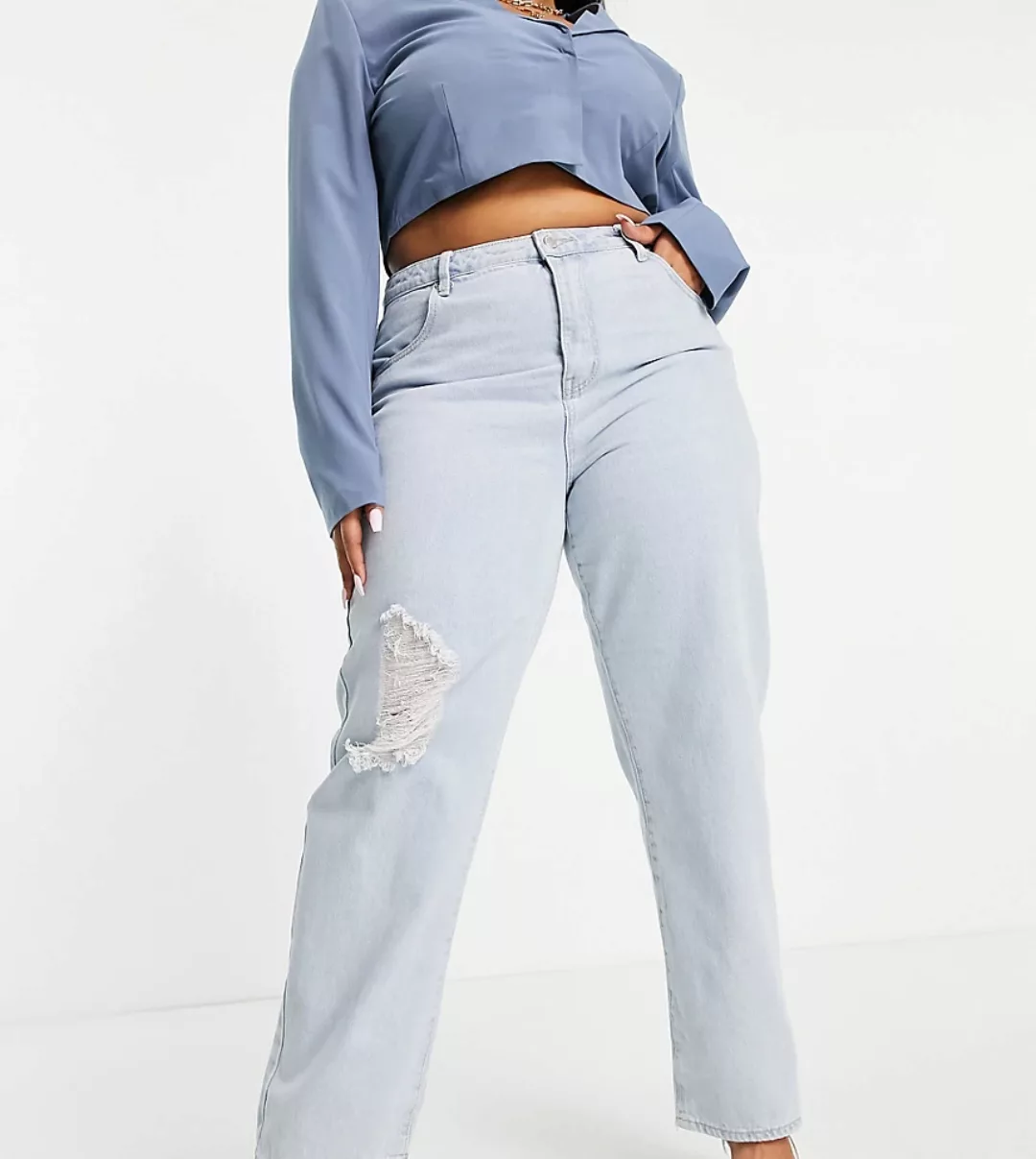 In The Style Plus x Naomi Genes – Exklusive Dad-Jeans in Hellblau günstig online kaufen