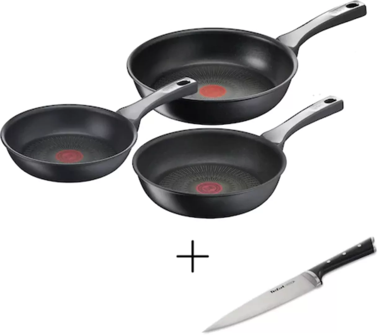 Tefal Pfannen-Set »Unlimited On« in 20/24/28 cm und »Ice Force Kochmesser« günstig online kaufen