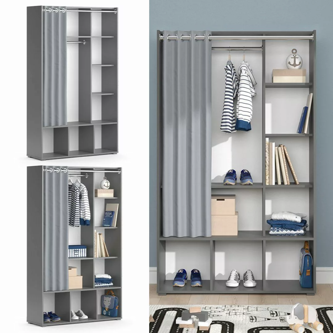 Vicco Kleiderschrank Luigi, Grau, 105.8 x günstig online kaufen