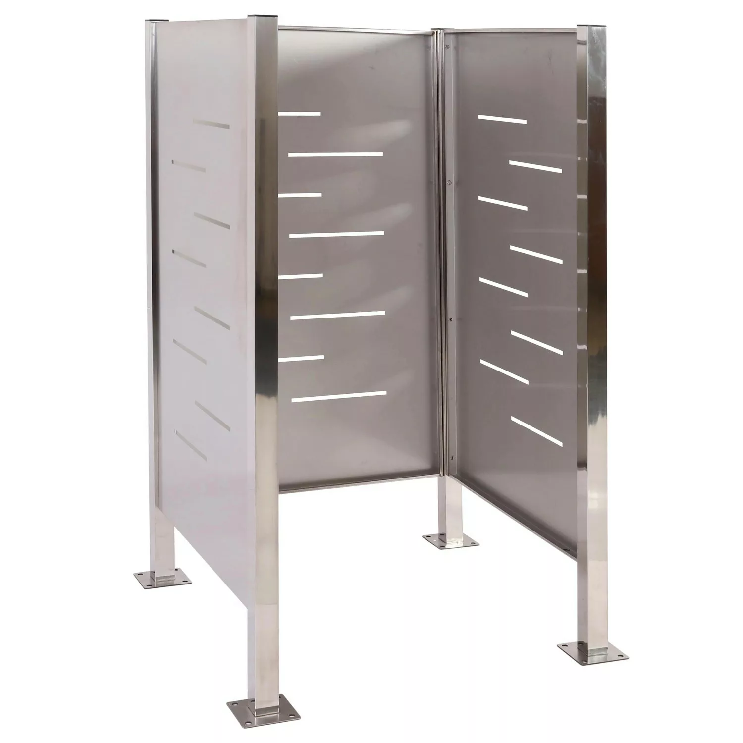 MCW Mülltonnen-Zaun J55 Metall Edelstahl 150x85x85cm Silber günstig online kaufen